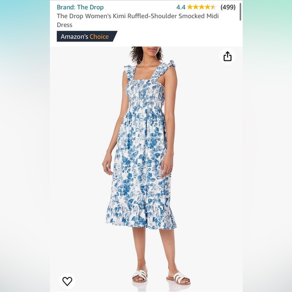 NWT - The Drop Women's Kimi Ruffled-Shoulder Smocked Midi Dress - Picture 6 of 8